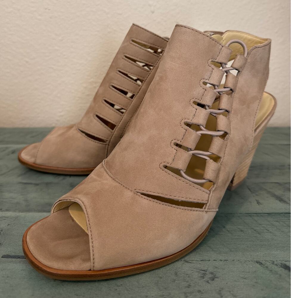 Paul Green Size 9 Sabrina Sandal Sisal Nubuk 3 1/2" Stacked Heel
